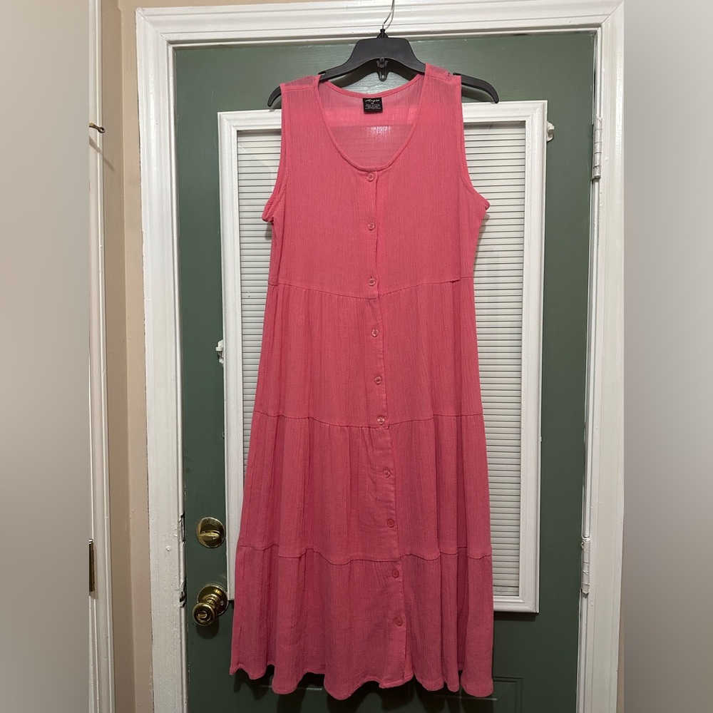 Argee Cotton Button Down Tiered Dress Sz Medium